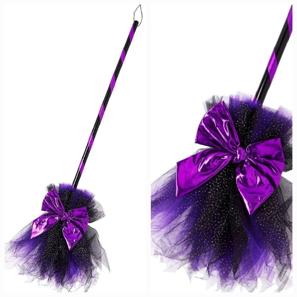 🔸️NWT Black & Purple Witch Broom Costume Accessory/Decor